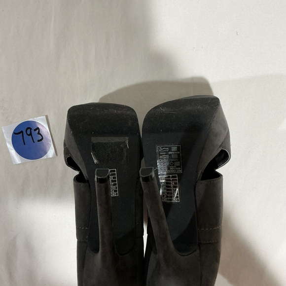 Woman’s Forever 21 Gray Faux Suede Size 7 Platform Strappy Open Toe Ankle Boots - Picture 5 of 8